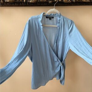 Blue Wrap Blouse